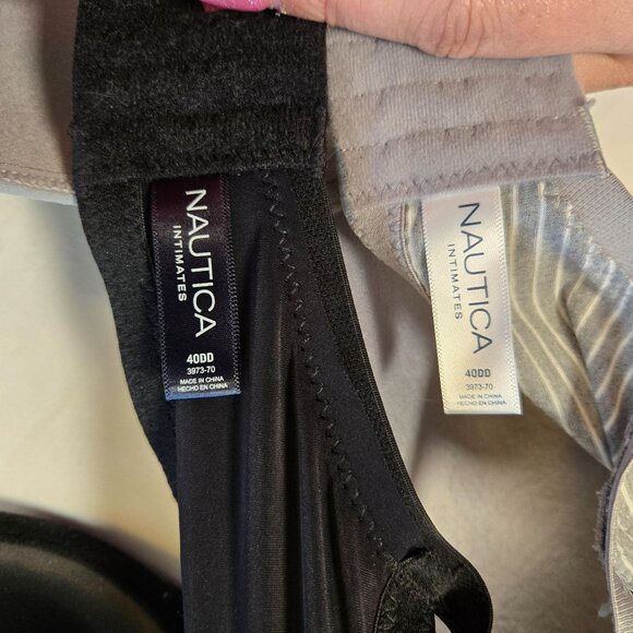 Nautica Intimates 40DD 2-Pack Lightly Lined Wire-Free Strap Bras Black & Grey - Picture 5 of 6